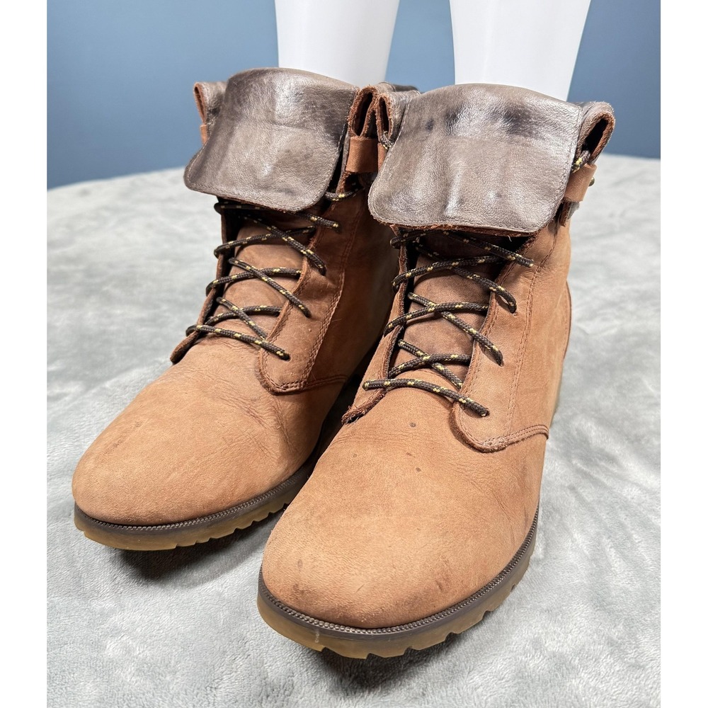 Teva Boots Womens Size 8.5 Brown Waterproof Leather Lace Up Combat Hiking